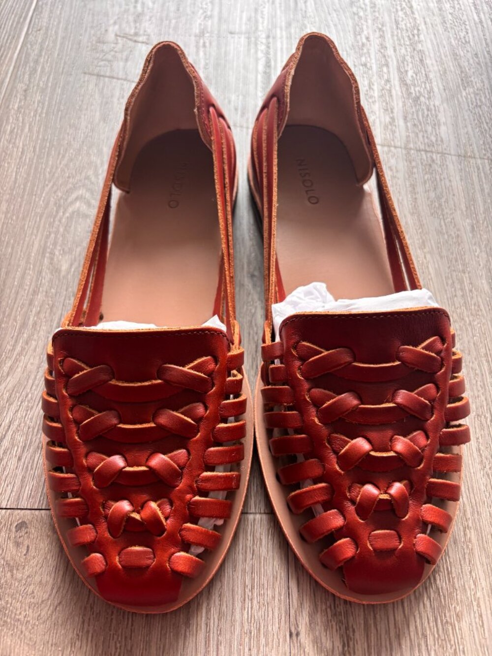 NEW Nisolo Haurache Leather Flats - Brandy
